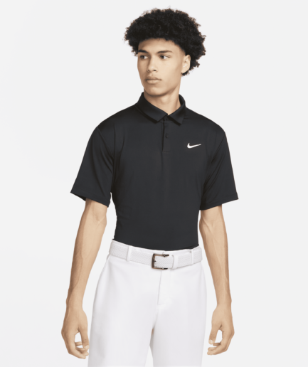 Ensfarvet Nike Dri-FIT Tour-golfpolo til mænd - sort
