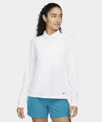 Nike Dri-FIT Victory-golfpolo med lange ærmer til kvinder - hvid