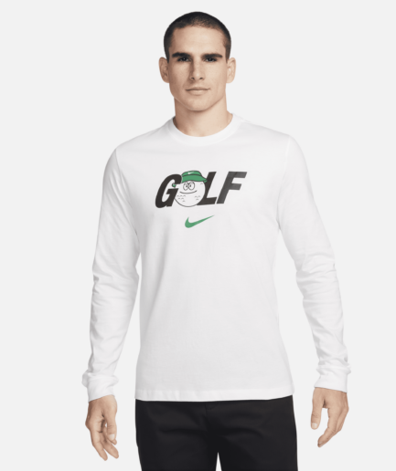 Langærmet Nike-golf-T-shirt til mænd - hvid