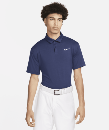 Ensfarvet Nike Dri-FIT Tour-golfpolo til mænd - blå