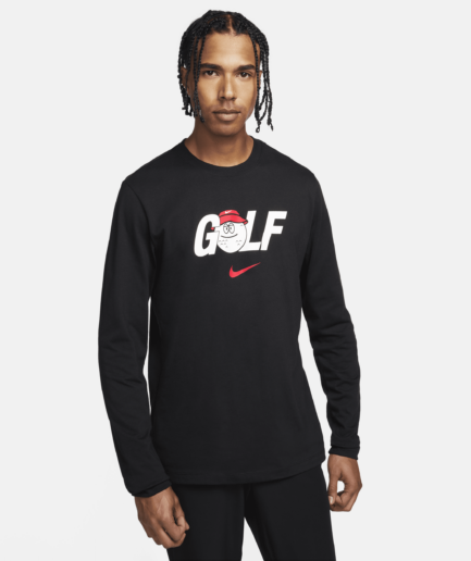 Langærmet Nike-golf-T-shirt til mænd - sort
